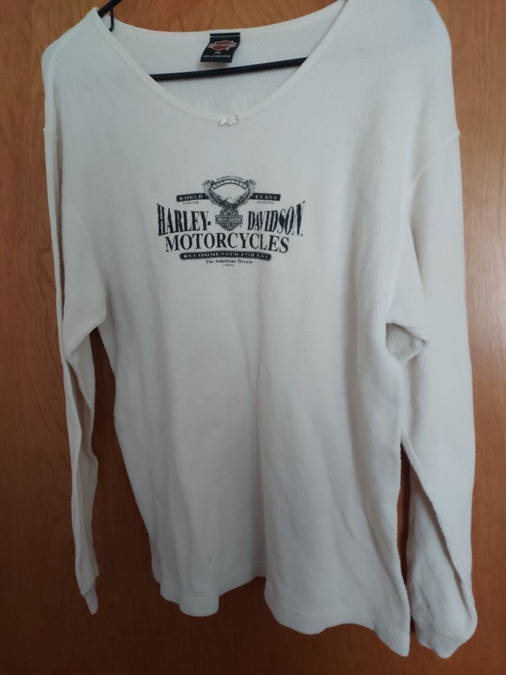 Harley-Davidson Women's Thermal XXL Beige St Marten Super Bikes 2 sided EUC knit